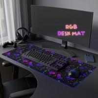 Mouse Pad RGB Mushroom Pastel Goth Witchcraft Gaming Desk Mat Celestial Large Mousepad Black Neon Gamer RGB LED XXL Desk Mat RGB