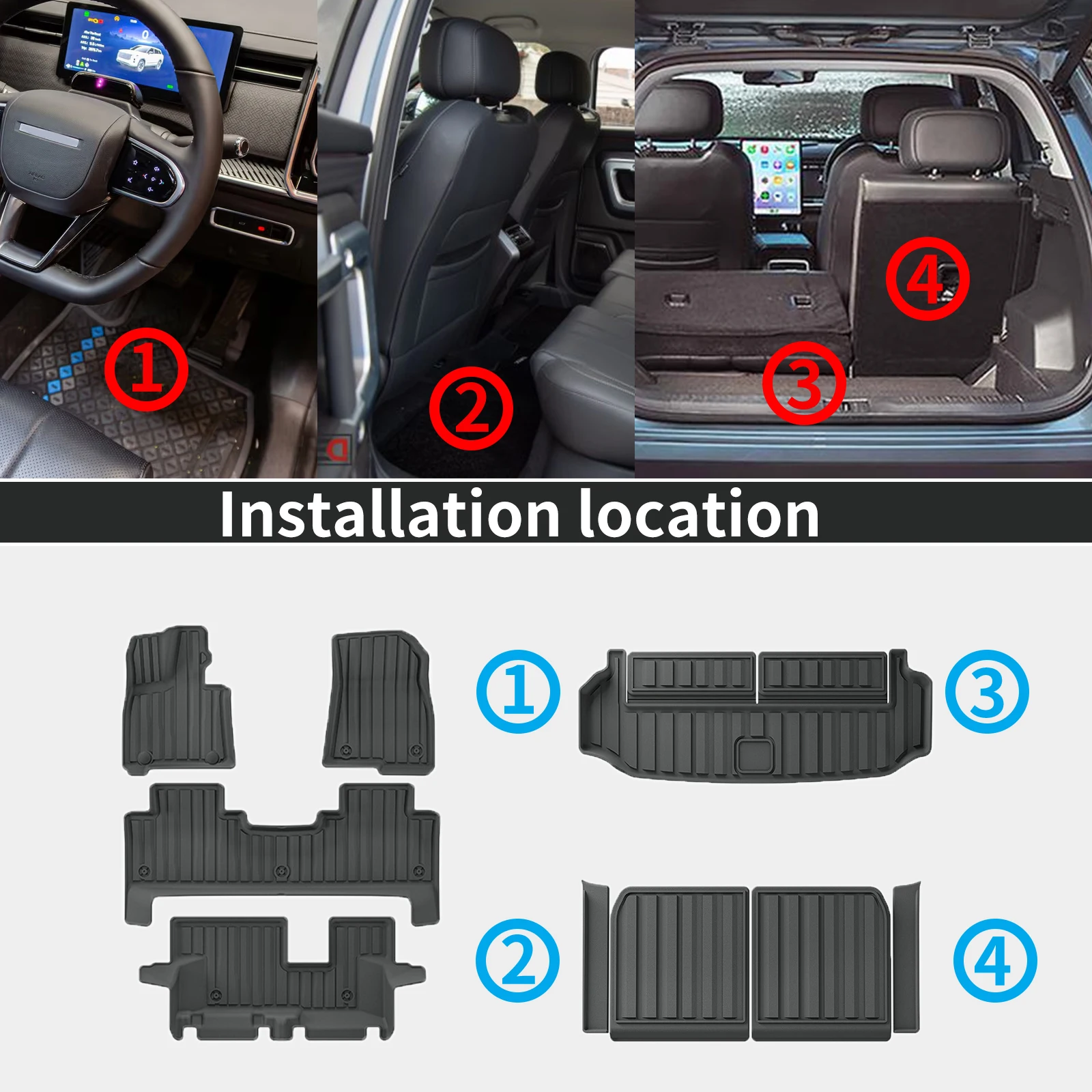 for BYD Formula Leopard 8 Bao 8  2025 2026 LHD 6/7 Seats 3D All-Weather TPE Floor & Trunk Mats Not For RHD