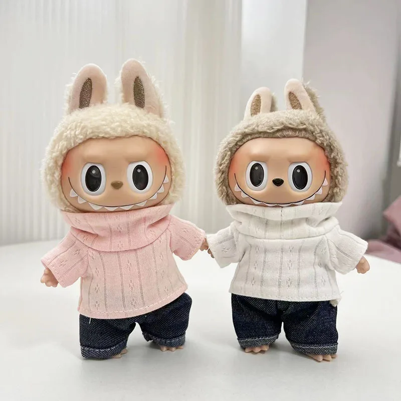 

4 Styles 17cm Labubu Doll Clothes Hoodies Doll Fashion Korea Kpop Exo Labubu Jumpsuit DIY Girl Gift Accessories Cute Clothes