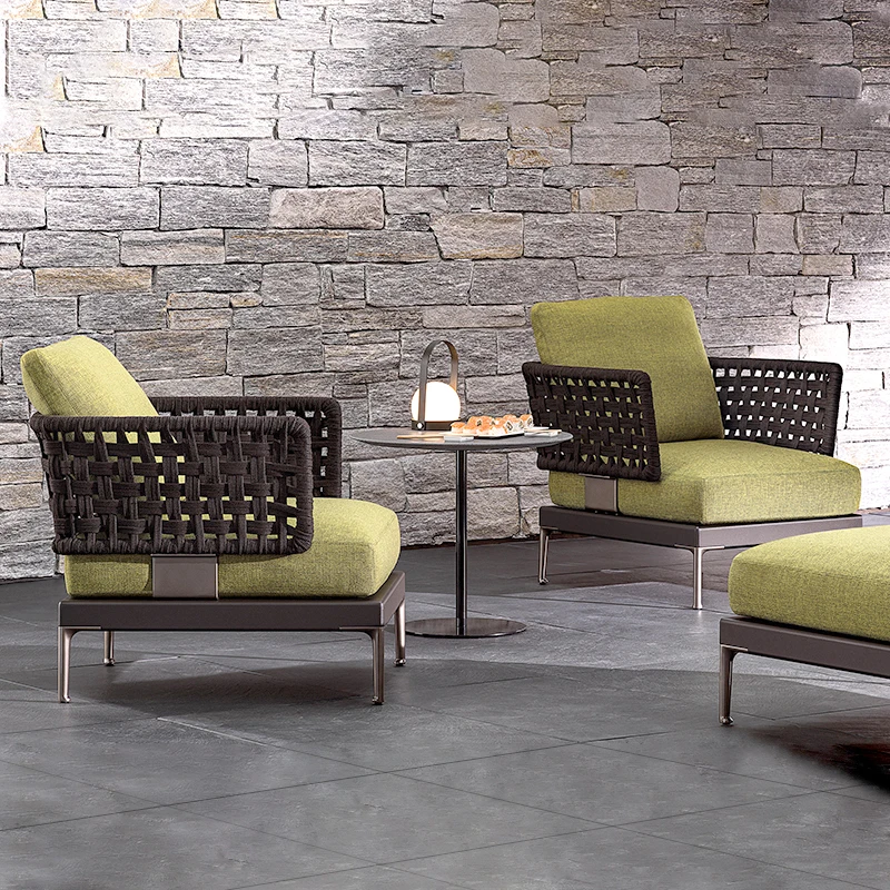 Gartenmöbel Outdoor Gartenmöbel Seil gewebte Sofagarnitur