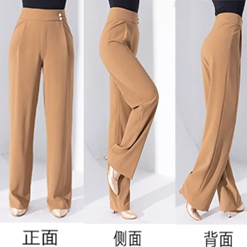 High-end New Latin Dance Pants for Women Ballroom Dancing Pants Modern Wide Leg Pants