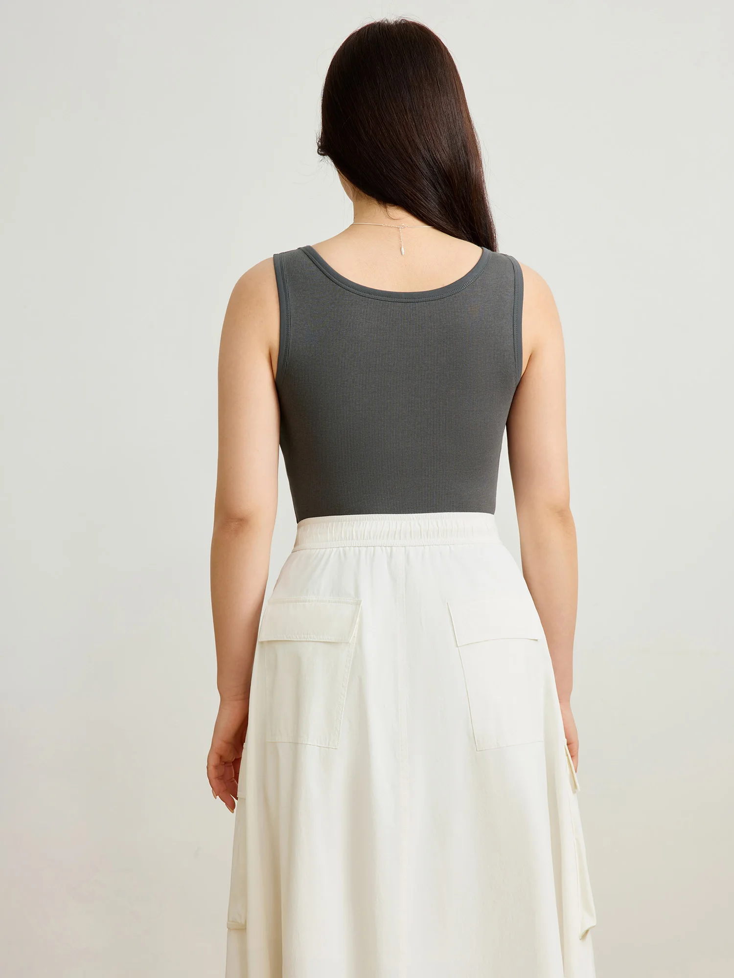 DUSHU Plus Size Women\'s 2025 New Backless Sleeveless Vest Striped Contrasting Color Slimming Camisole Top 25DS81215