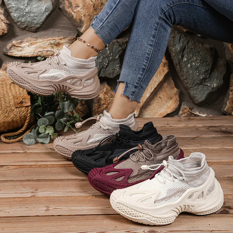 

Women Outdoor Walking Slip on Breathable Sports Shoes Woman Non Slip Sock Shoes Mujer Fashion Chunky Platform Sneakers For