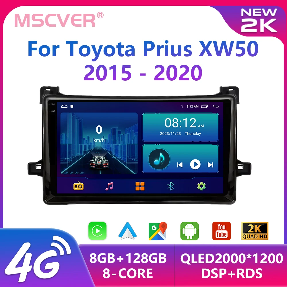 

For Toyota Prius XW50 2015-2020 2 Din Android 13 Car Radio Multimedia Video Player GPS Navigation Stereo Carplay Head Unit DSP