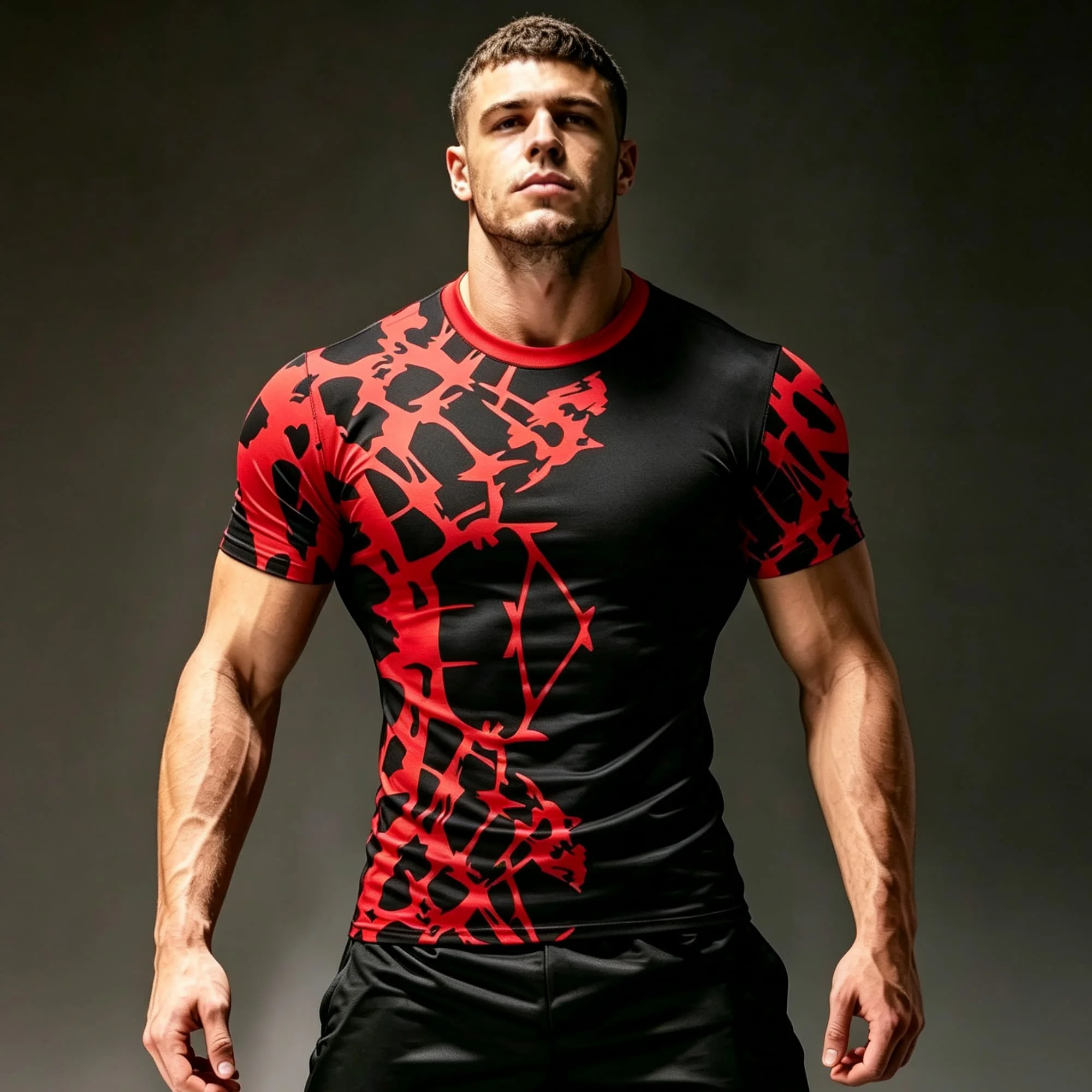 Men Dark Streetwear T-shirt Irregular Fragment Thorn Graphic Short Sleeve Summer Athletic Casual Tops