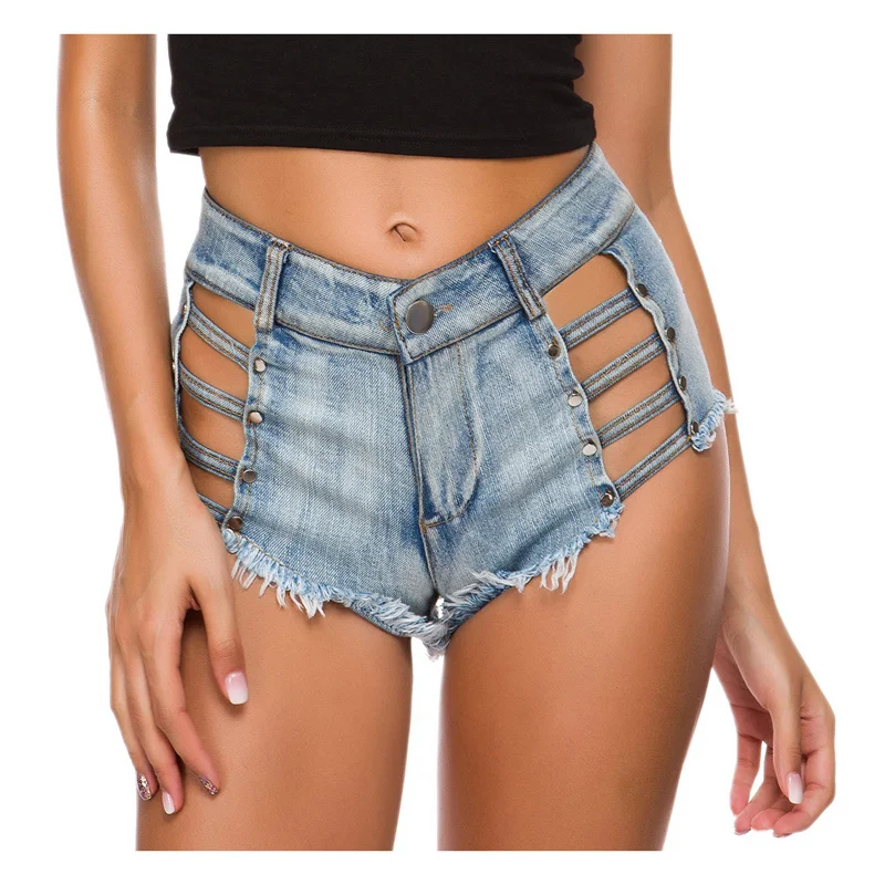 

Ripped Denim Shorts for Women, High Waist Jeans for Ladies, Casual Regular Short, Sexy Nightclub Fashion, New