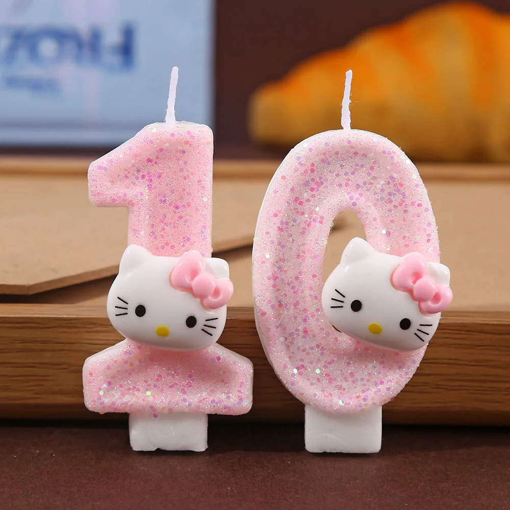 Vela Digital con cabeza de gato, vela para pastel de dibujos animados de cumpleaños, vela navideña superbrillante creativa