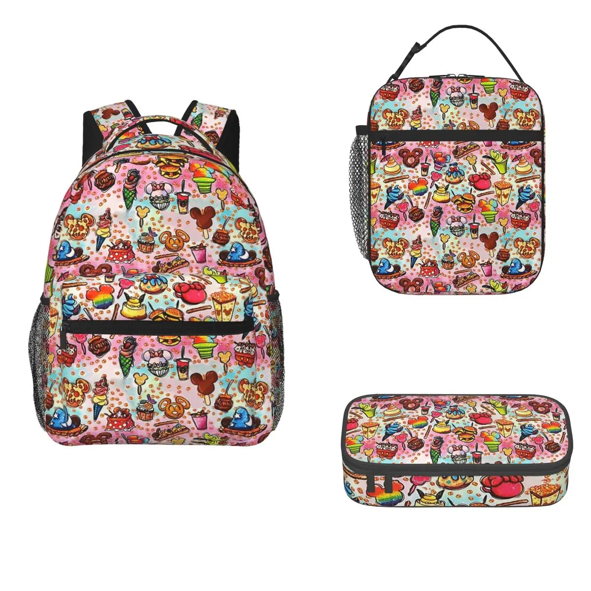 

Rainbow Tye Dye Park Snack Backpacks Boys Girls Bookbag Children School Bags Kids Rucksack Lunch Bag Pen Bag Three-Piece Set