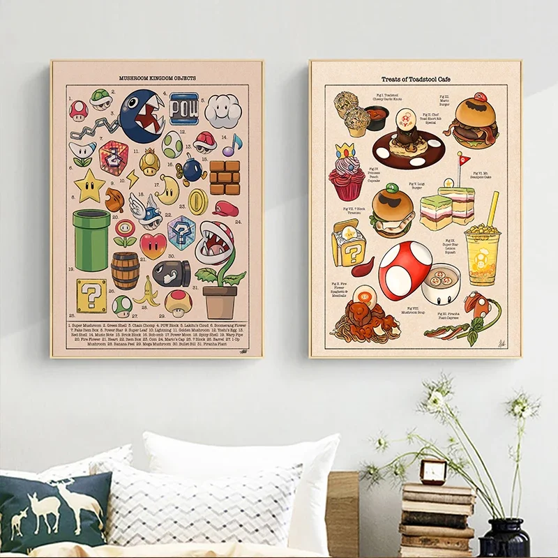 Vintage Video Game Cartoon Figure Super Marios Cute Canvas Poster Print Wall Art Painting Bedroom Living Room Decoration Cuadros