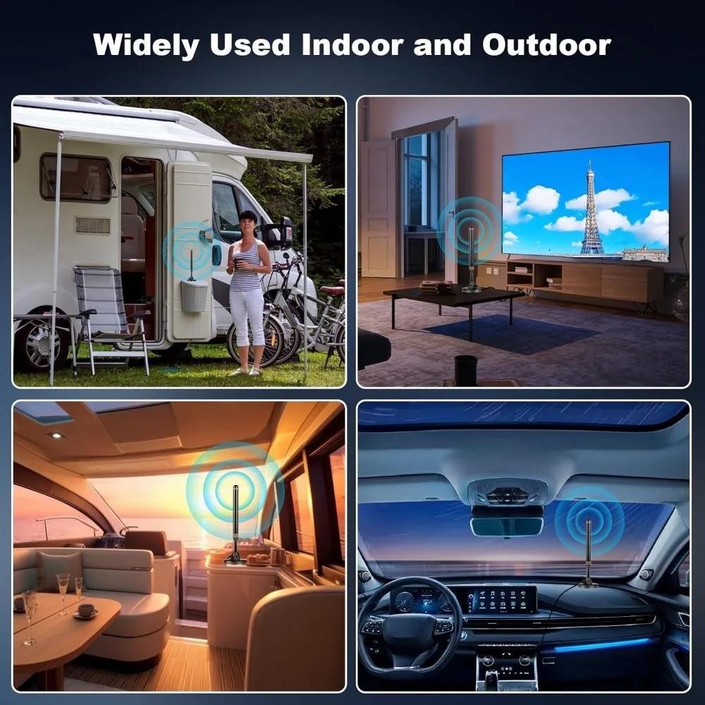 เสาอากาศทีวีในอาคารสําหรับสมาร์ททีวีในร่มและกลางแจ้ง, ช่องท้องถิ่น, เสาอากาศดิจิตอล, ทีวี HD ระยะไกล 400+ ไมล์, รองรับทีวีทั้งหมด