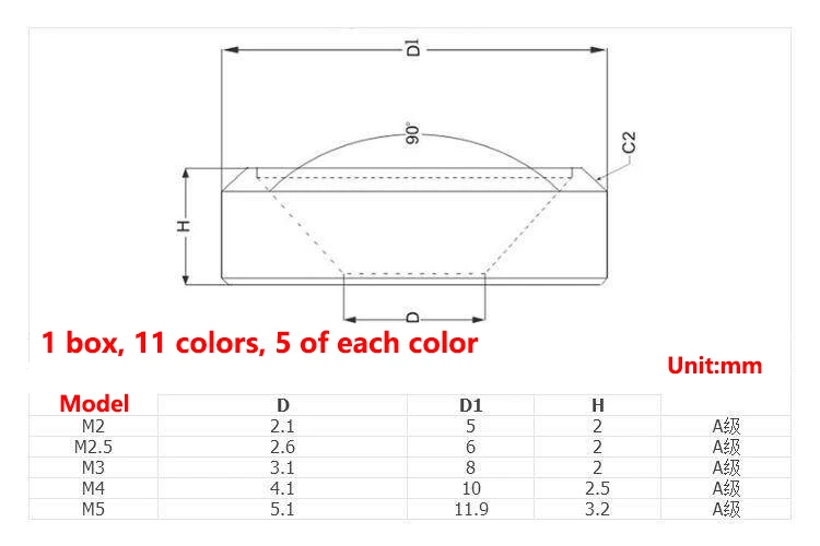 1Box M2.5 M3 M4 M5 Aluminum Colourful Anodized Countersunk Head Bolt Washers Gasket 5pcs for Each Of The 11 Colors Thick 2-3.2mm