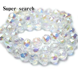 Faceted Clear Glass Austrian Crystal Rondelle Electroplated Color Beads Loose For Jewelry Making DIY Bracelets Necklace Strands