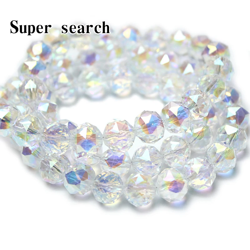 Faceted Clear Glass Austrian Crystal Rondelle Electroplated Color Beads Loose For Jewelry Making DIY Bracelets Necklace Strands