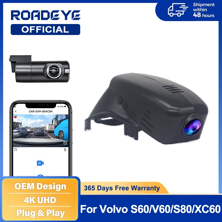 HD 4K 2160P Dash Cam Camera Car DVR Video Recorder For Volvo XC60 2012 2013-2017 2018 Built-In Wi-Fi Support Monitor Dashcam