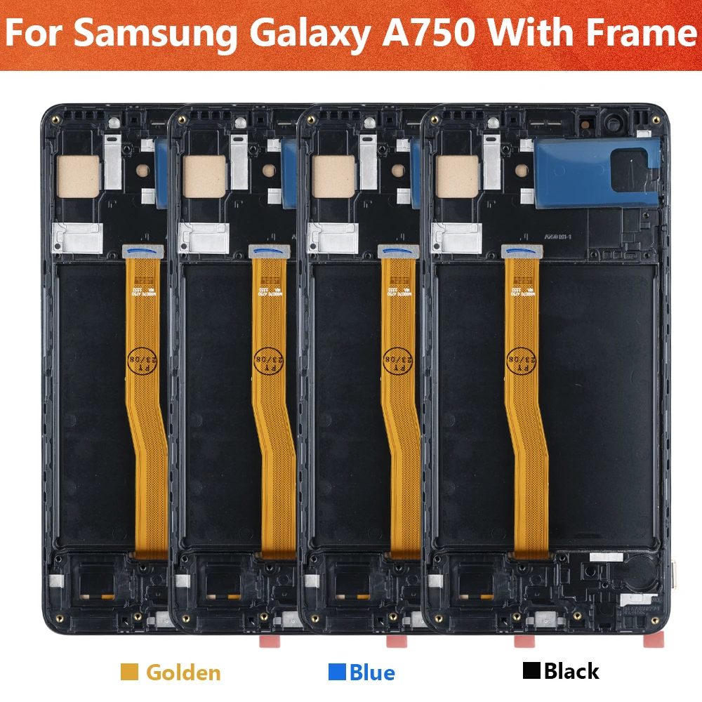 Super AMOLED A7 2018 A750 A750FNDS Display Screen With Frame For Samsung Galaxy LCD Digital Touch Screen Assembly SM-A750F