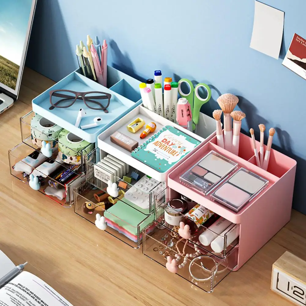 โต๊ะOrganizerสะดวกฝีมือประณีตDesktop Storageกล่องเดสก์ท็อปแต่งหน้าลิ้นชักสําหรับห้องนอน