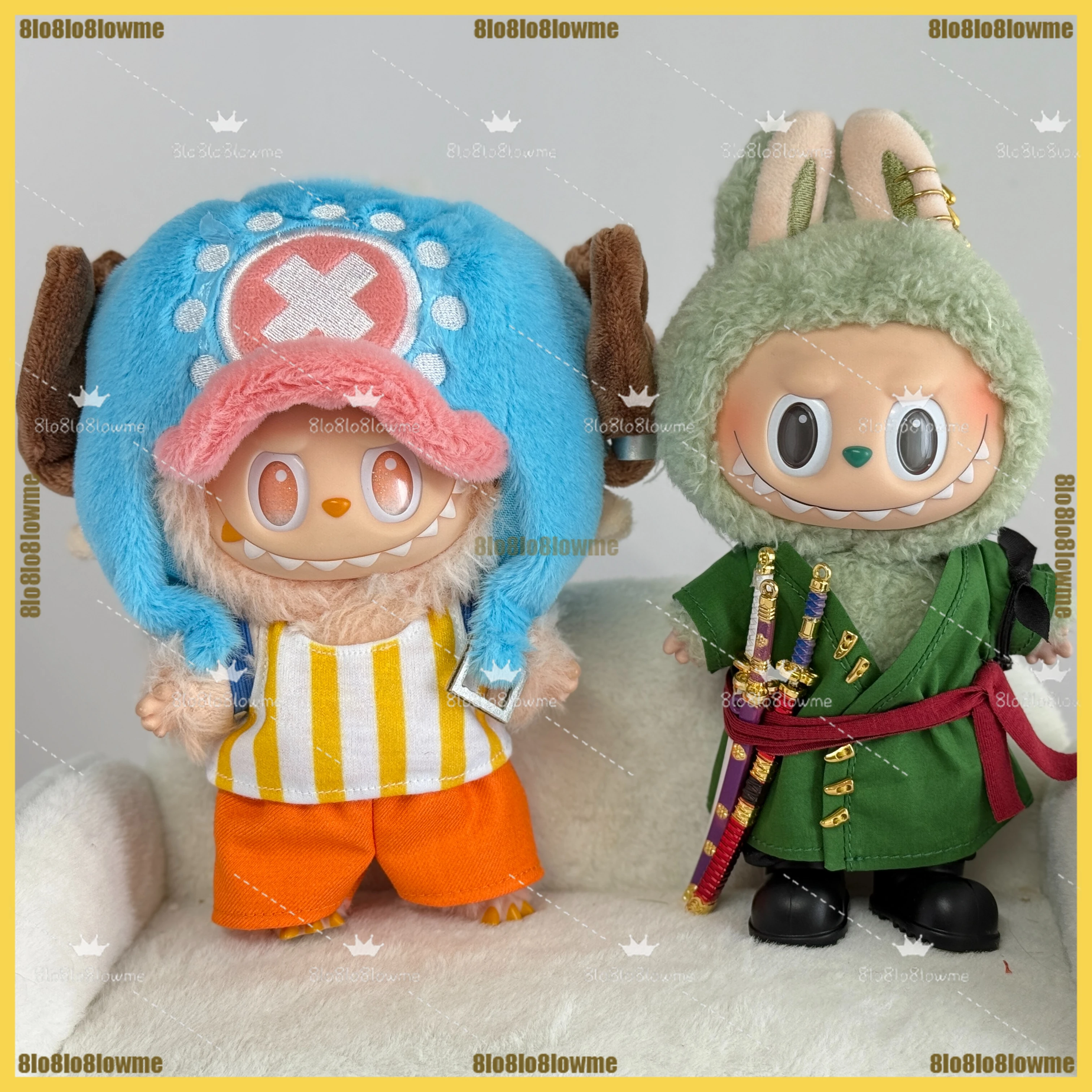 كارتون صغير أفخم ملابس دمى عالية الجودة المروحية زورو زي القرط 3 السيوف مجموعة ل Labubu موضة إكسسوارات دمي