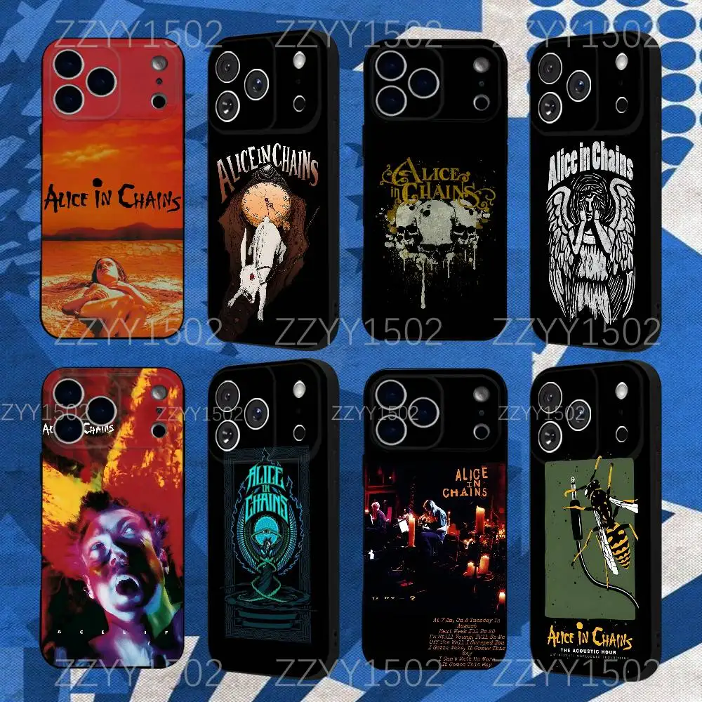 

Band A-Alice in Chains Phone Case For iPhone 17,16,15,14,13,12,Pro,Max,Plus,E,SE4,Air,Mini Black Funda Shell
