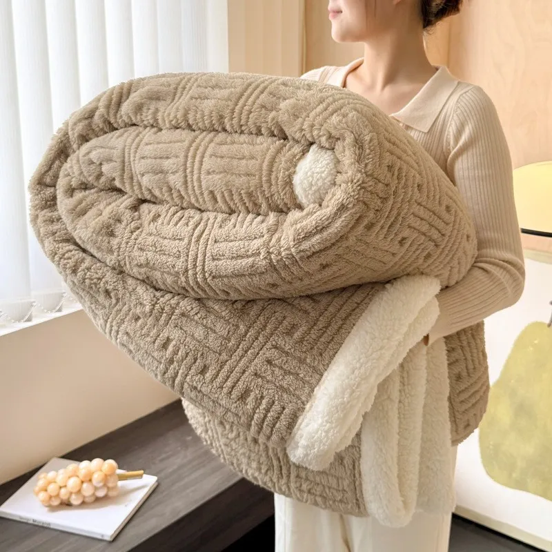 

Luxury Solid Color Coral Fleece Blanket Soft Plush Spring Autumn Throw Blanket for Sofa office Nap Blanket