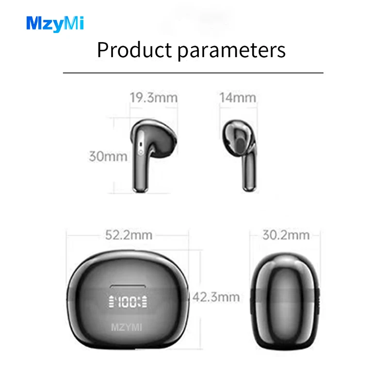 MZYMI J97 TWS Bluetooth5.2 Наушники Настоящие беспроводные наушники-вкладыши Сенсорное управление Водонепроницаемые спортивные головные уборы со светодиодным дисплеем