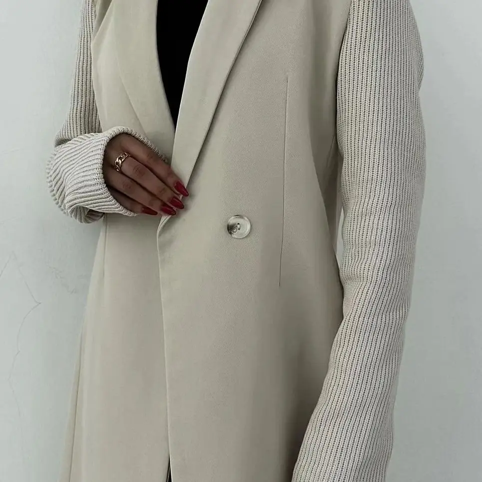 Outono feminino cor bloqueada estilo britânico high-street terno de comprimento médio trench coat elegante moda outerwear