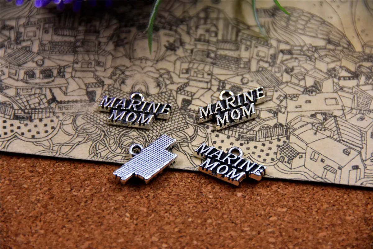 

80pcs--20*10MM MARINE MOM Charms For Jewelry Making DIY Findings Antique Silver Color Alloy Pendants