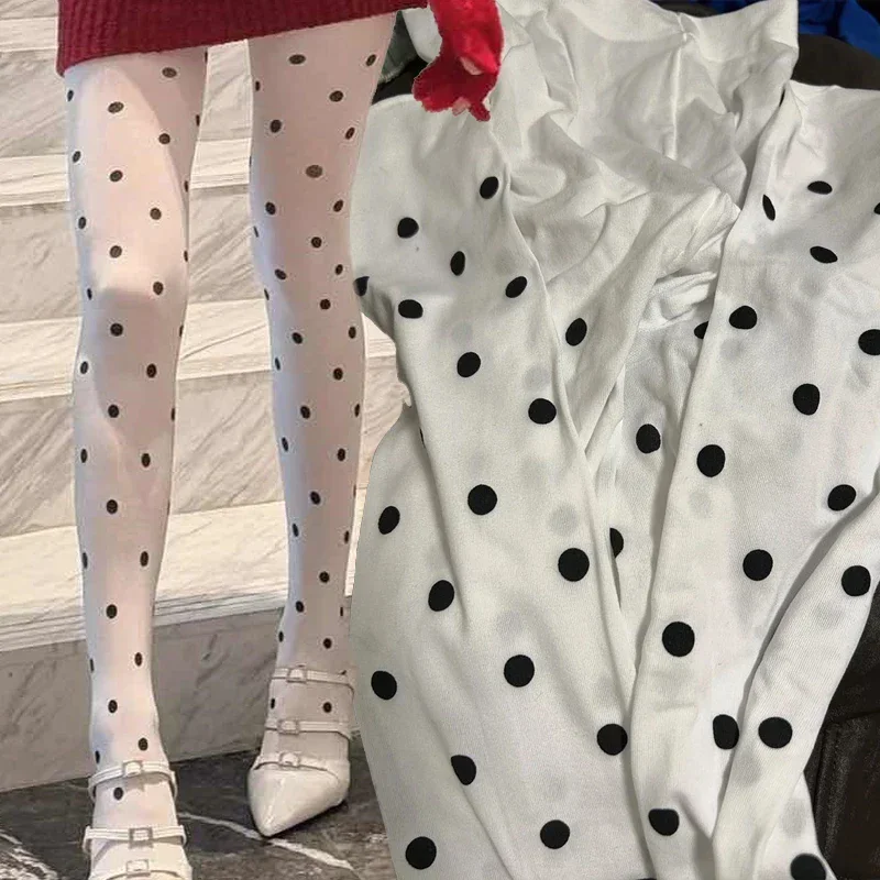 Y2k Girls Polka Dot Tights Women Winter Vintage Pantyhose Leggings Fashion Silky Sexy Crash Slimming Tights Elastic Stockings image 3