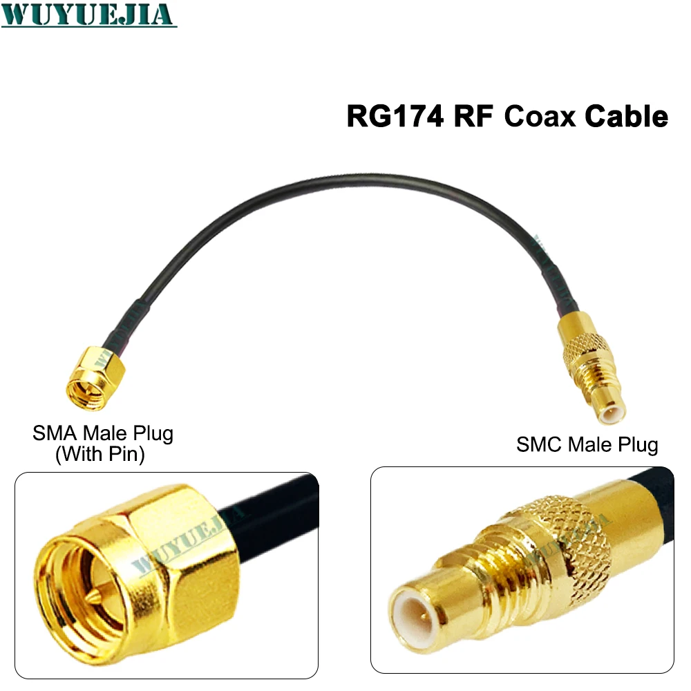RG-174 Pigtail Coaxial Cable SMC Female Jack to SMA Male Plug RP-SMA 50 ohm Connector For GPS And Low-Power Wireless Systems