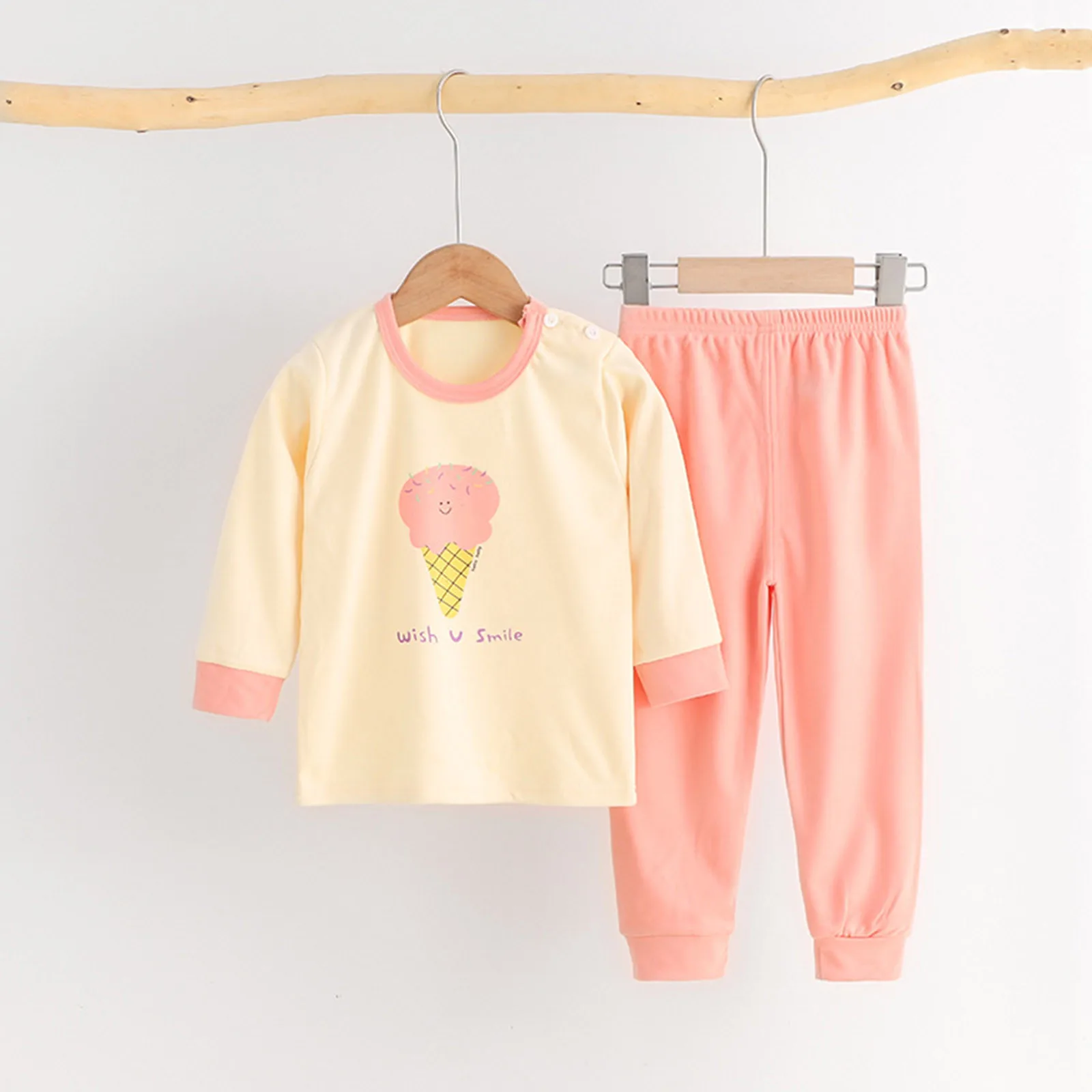 

2024 Korean Summer Baby Short Sleeve Children Girls T-shirts 2-8 Years Toddler Girl Tops Kids Girl Ice Cream Print 2pcs Clothes