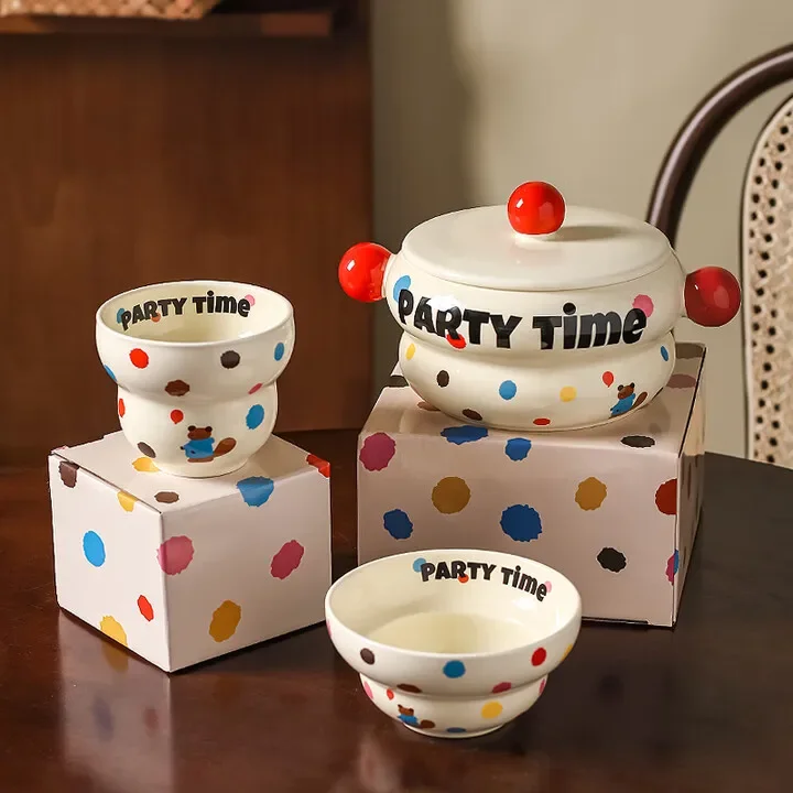 

household special beautiful tableware yogurt bowl soup bowl binaural instant noodle bowl