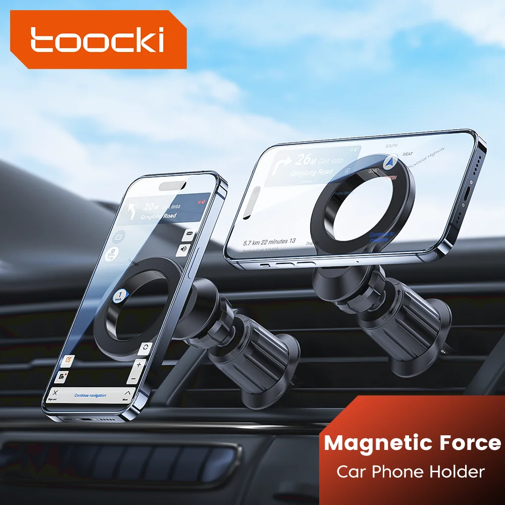 

Автомобильный держатель для телефона Toocki, универсальный магнитный автомобильный держатель для вентиляционного отверстия с зажимом-крючком для iPhone Xiaomi Smasung Huawei, автомобильная подставка для телефона