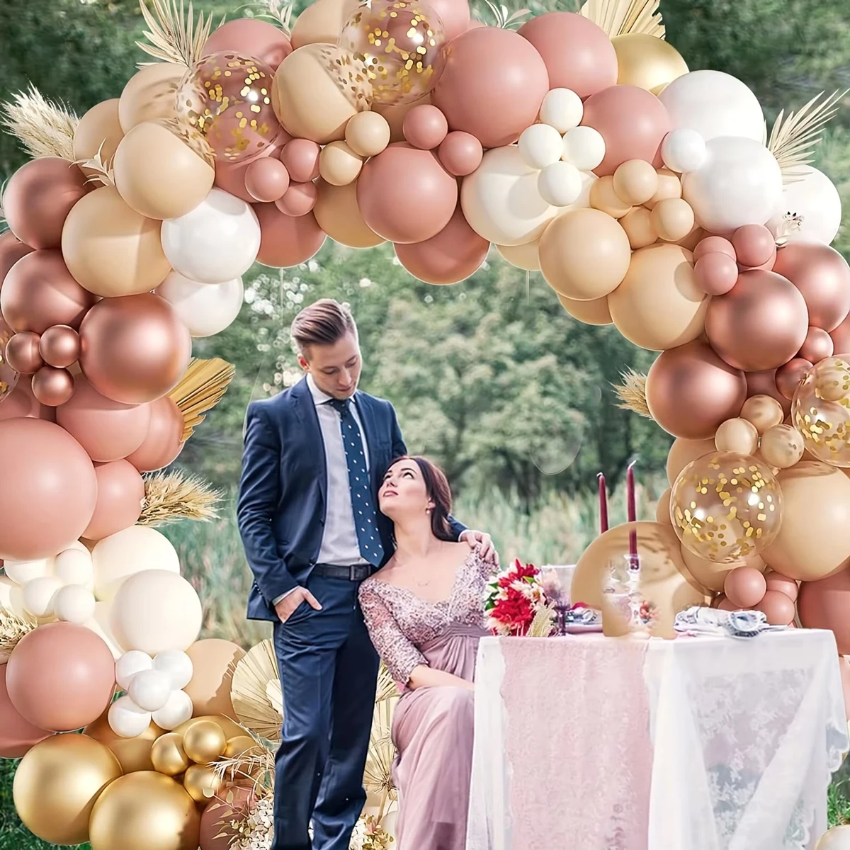112pcs Boho Balloons Garland Arch Kit Blush Pink Nude Rose Gold for Baby Shower Wedding Birthday Party Decorations view 3