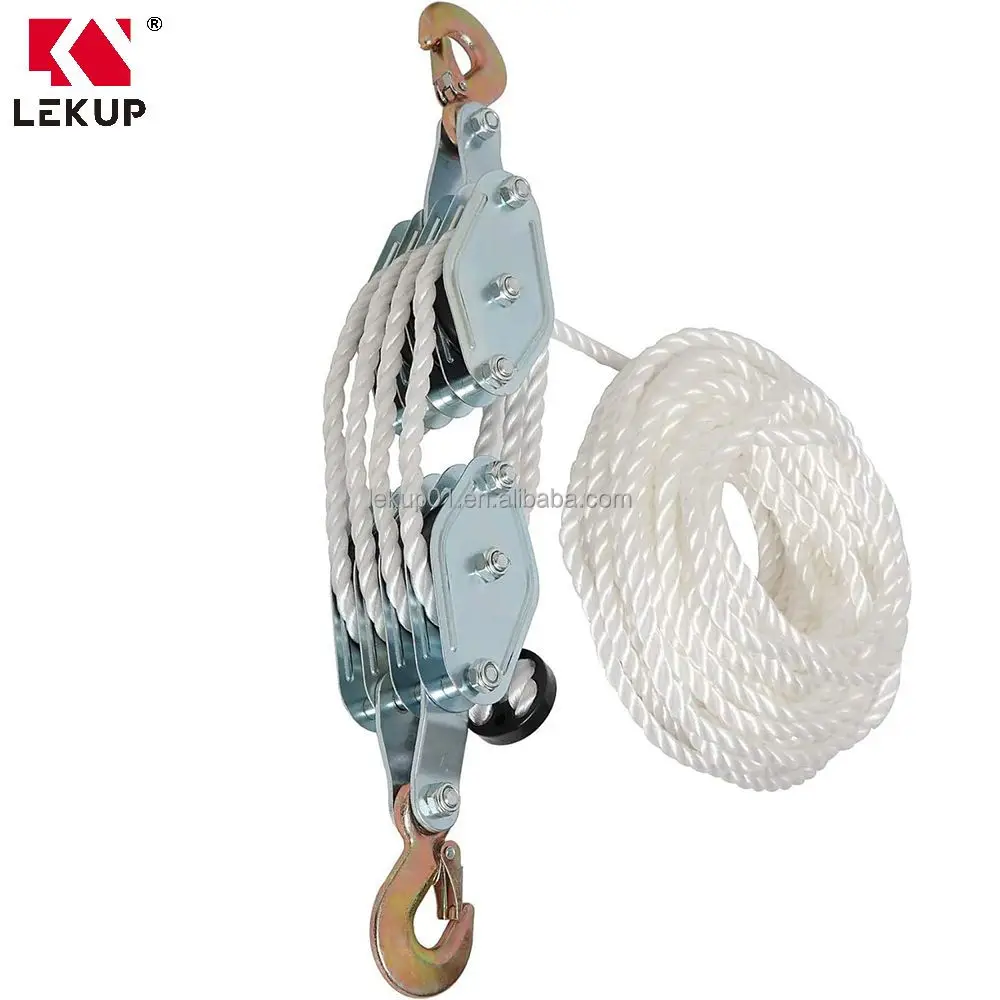 

Heavy Duty Rope Hoist Pulley System 4000LB Breaking Strength Block And Tackle Pulley System Lifting Compound Pulley System