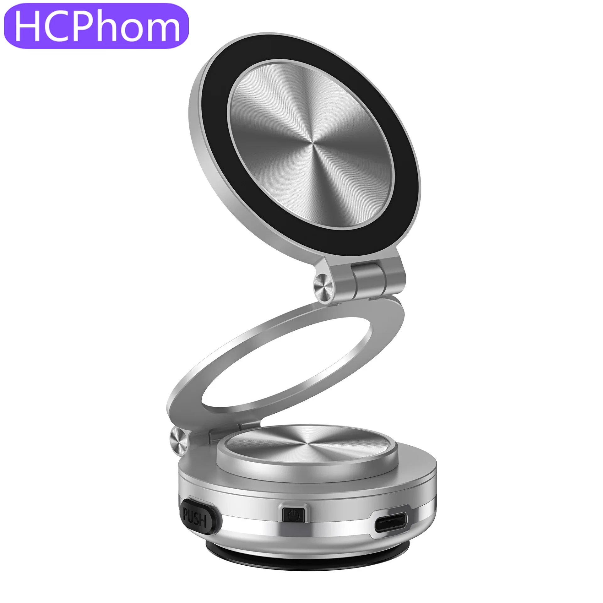 

HCPhom Car Magnetic Vacuum Adsorption Bracket with Wireless Charger 360 Degree Rotating Navigation Mobile Phone Holder Stand