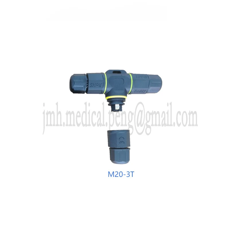 Conector serie impermeable M20T recto a través de T de cuatro vías 2P3P4P5P diámetro del cable 5-10mm cable y cable ingeniería al aire libre