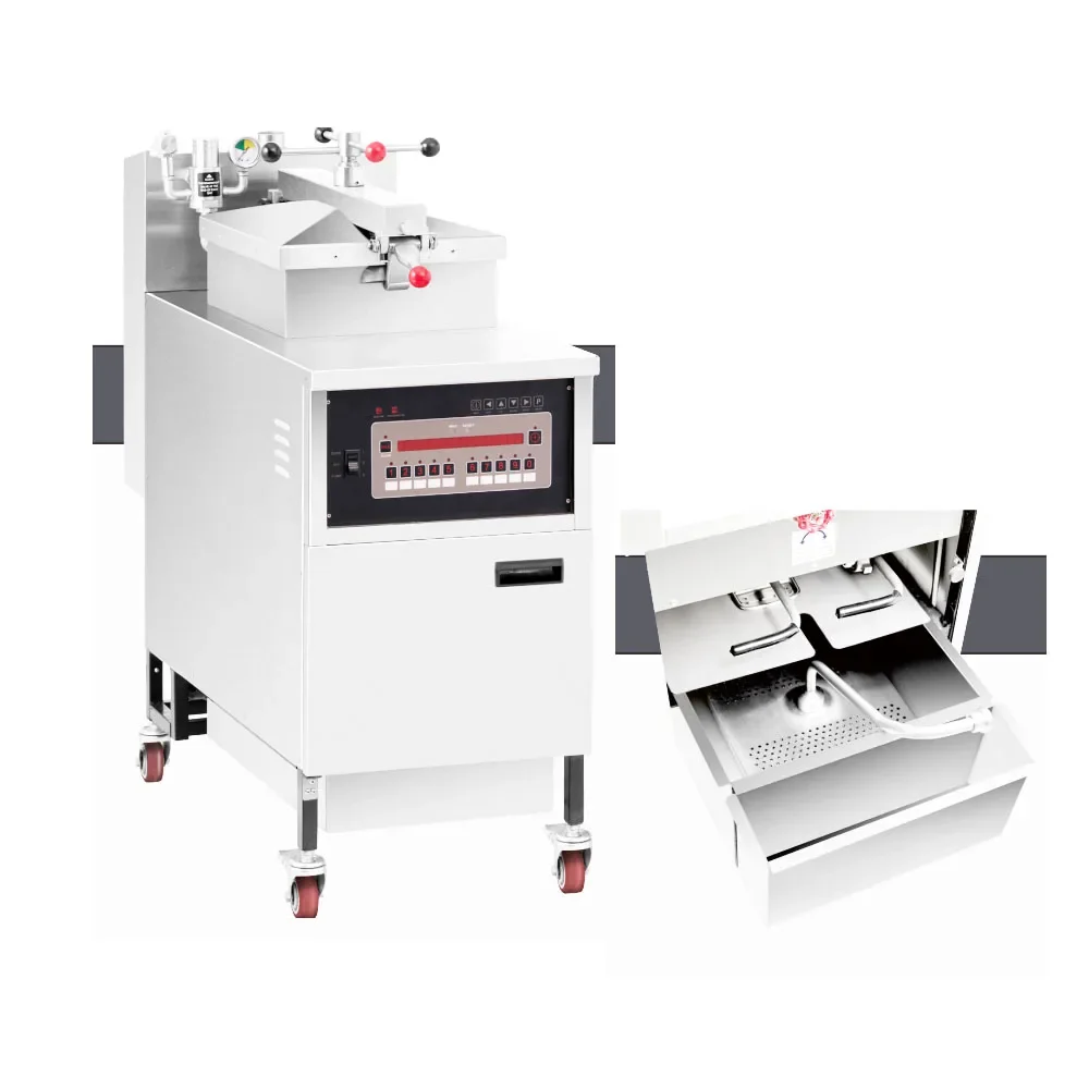 304 الفولاذ المقاوم للصدأ متجر الوجبات السريعة الكهربائية مقلاة الضغط العميق الدجاج المقلي مضخة زيت الضغط الكهربائية مقلاة مرشح