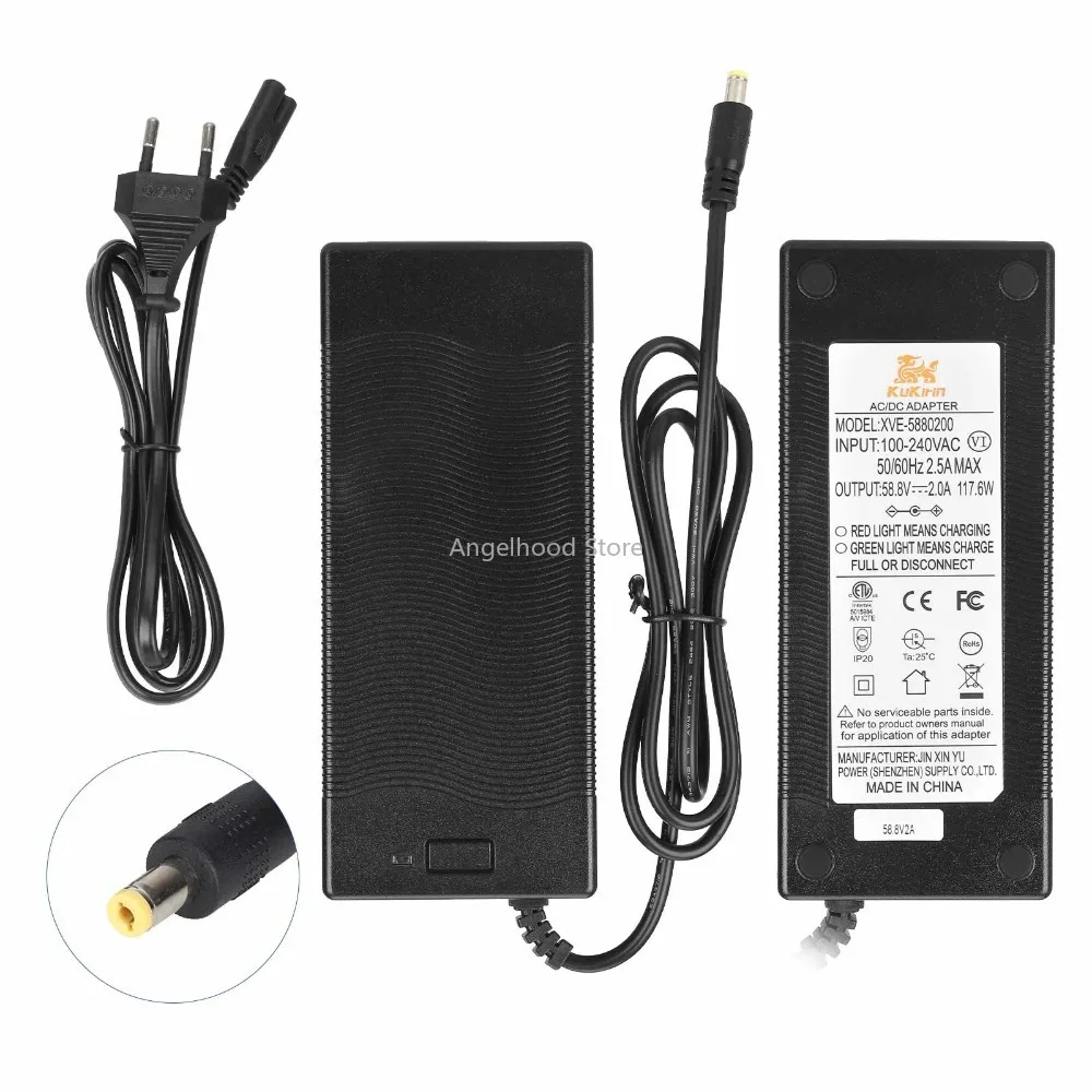 

58.8V2ADC2.1 Зарядное устройство для электрического скутера KukirinG3, зарядное устройство, адаптер питания, вилка европейского/американского/британского стандарта, запасные части для электронного скутера