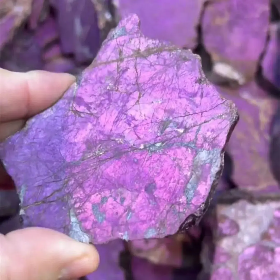 Rare Natural Purpurite Crystal Cutting Slice Mineral Specimens Purple Gemstone Pigment Mine Quartz Collectibles Decor Rock Slab