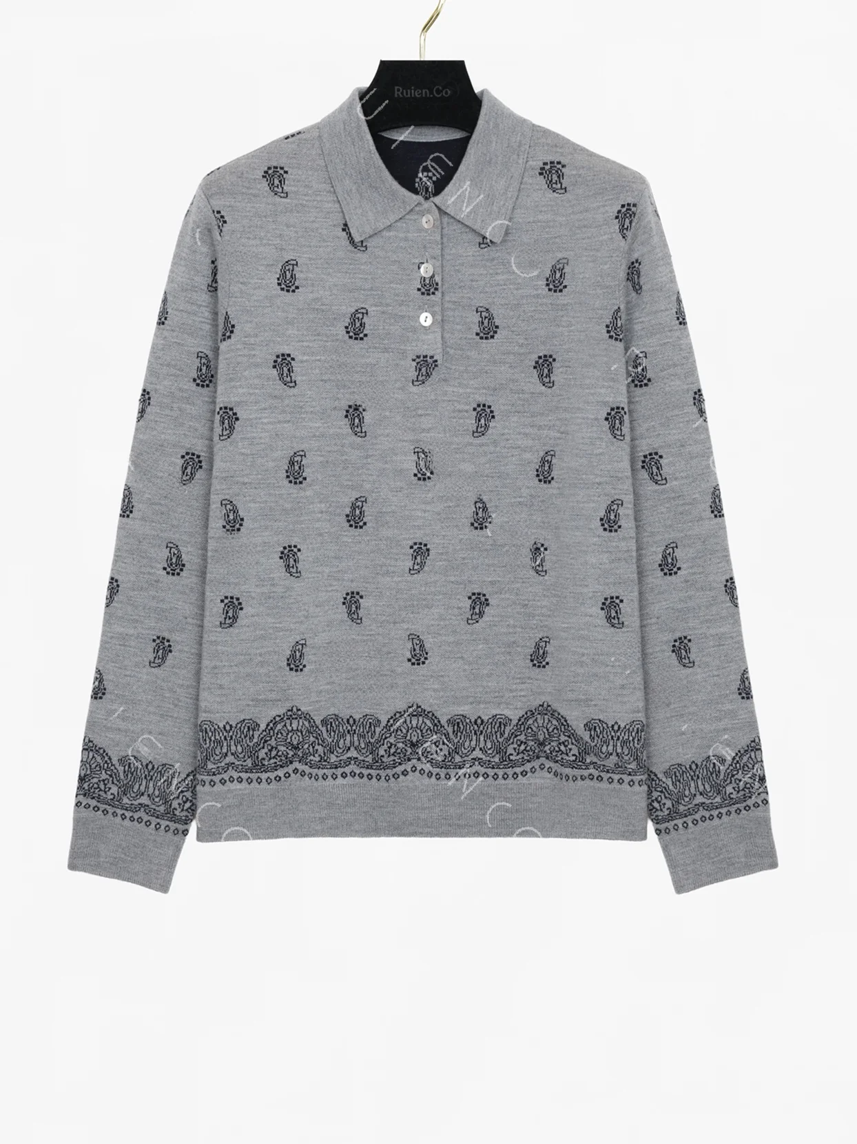 

Long Sve Knitted Sweater Camere Flower Patterned Waist Nut Bot Embroidery Women's Loose Fit Woolen Knitwear