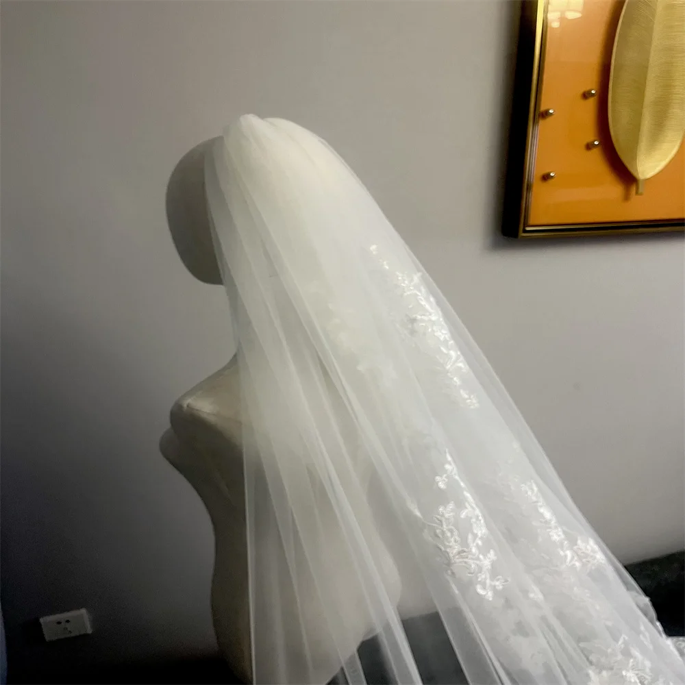 New pattern Cathedral Length Bridal Veil Lace Veil Wide Veil 1 Layer Wedding Veil Metal Comb Real Photo
