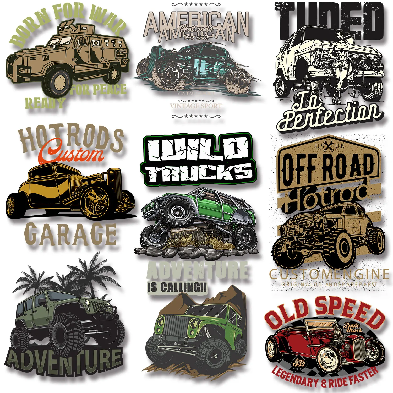 Adventure is Calling Happy Weekend Vintage Motorcycles Offroad Iron Sticker for Clothing Various Styles DIY Decoration