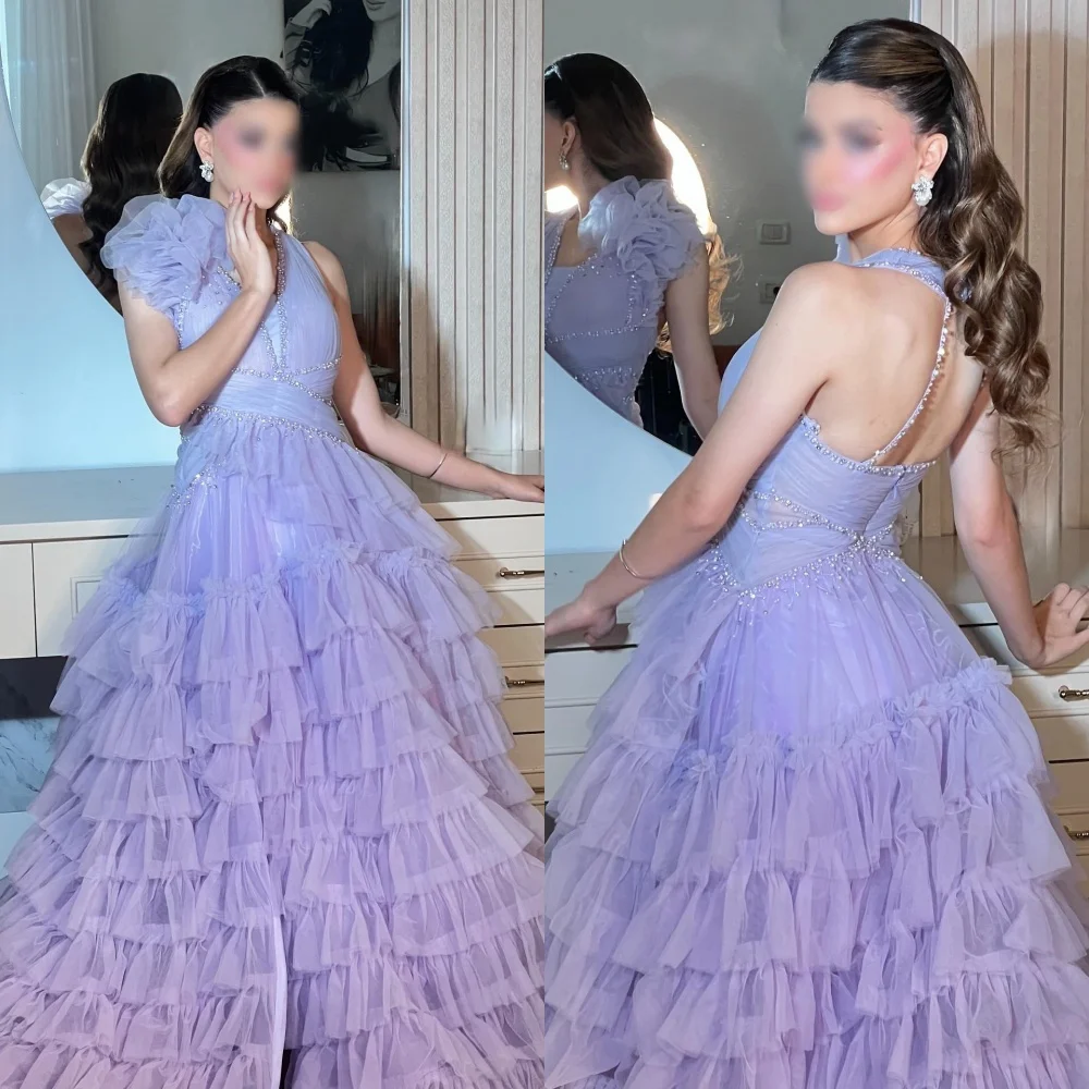 Vestidos largos personalizados de gasa plisados y brillantes para ocasiones a medida, vestidos largos de alta calidad para mujer, fiesta elegante de noche de lujo para boda