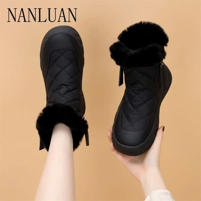 2024 Boutique  Winter Women's Boots Comfortable Thick Soles Fashionable Women's Shoes High Quality Cotton-filled Warm Snow Boots