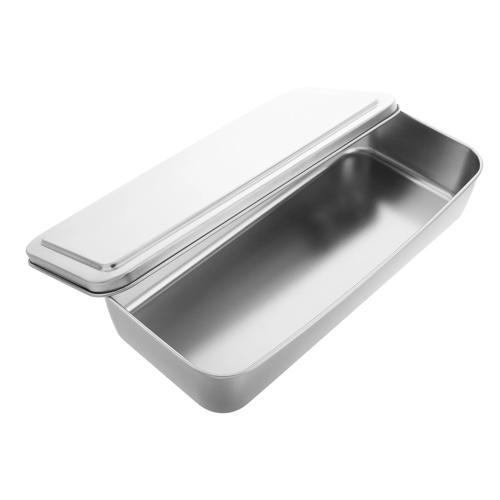 

Stainless Steel Cake Pan Silver Rectangle Lid Tiramisu Cheesecake Baking Toaster Ovens Storage Transport Versatile