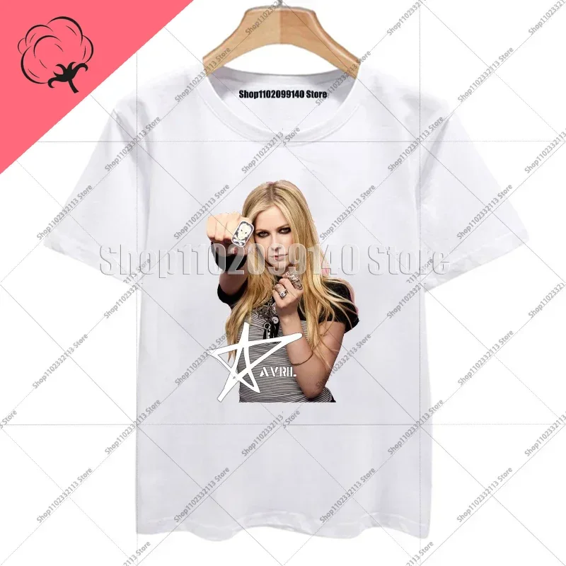 الصيف روك أفريل لافين تي شيرتات قصيرة الاكمام الجولة الرقبة الرجال والنساء المشجعين موضة عادية الشارع تي شيرت تقليدي