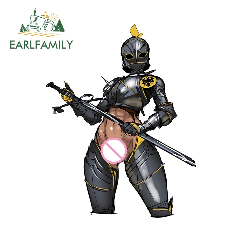 EARLFAMILY Knight Hentai Graffiti Car Stickers Bare Lower Body Game Girl Luggage Toolbox Decals Waterproof Vinyl Car Styling