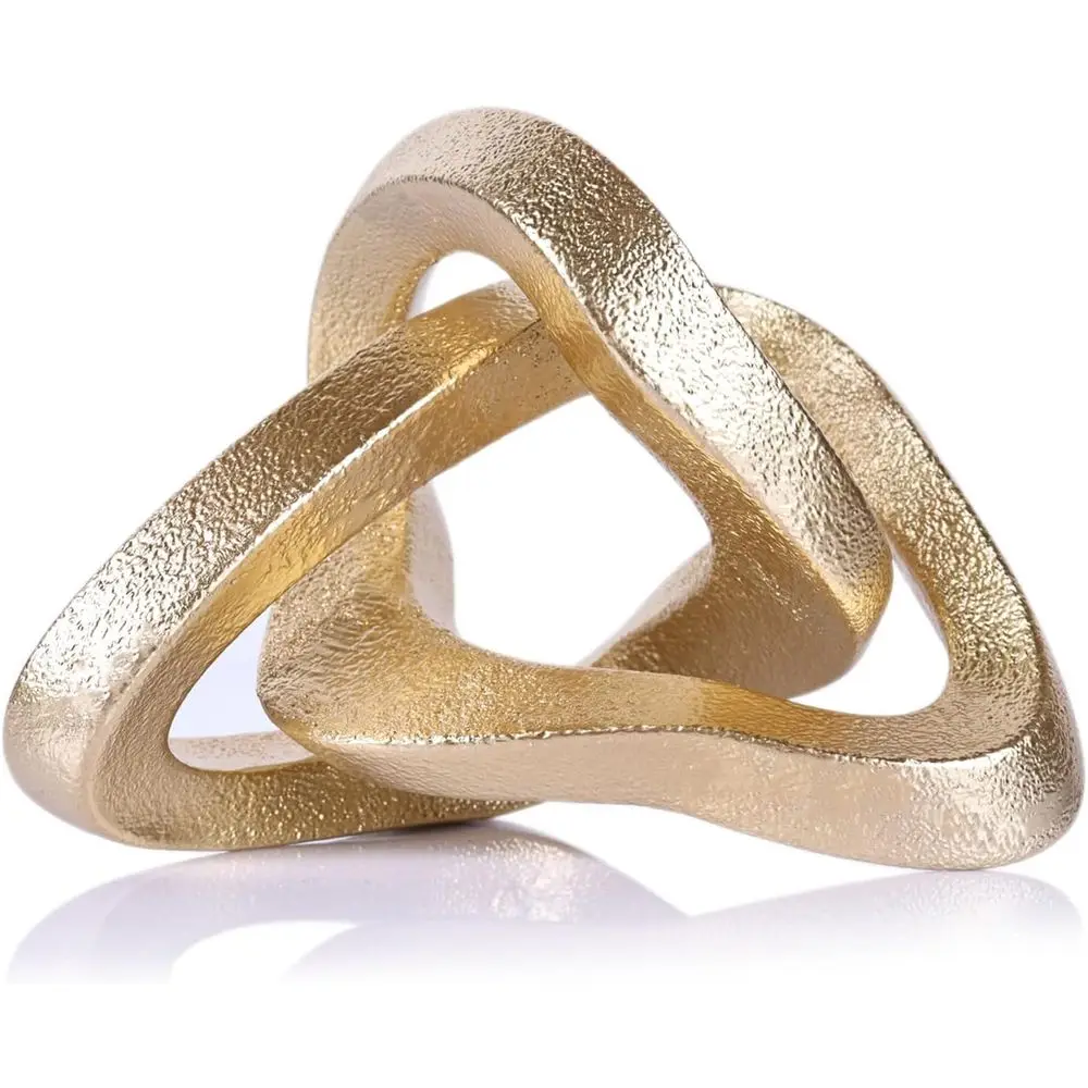 Infinity Knot Sculpture Gold Knot Decor Object, Abstract Knick Knacks Coffee Table Modern Statue, Gold Sculpture Home Living Roo