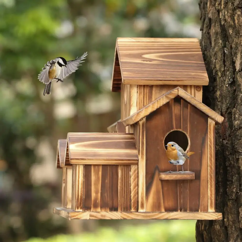 Bird Nesting Box Fade-resistant Hanging Birdhouse Multiple Use Shelter  Attractive Outdoor Hummingbird Nest