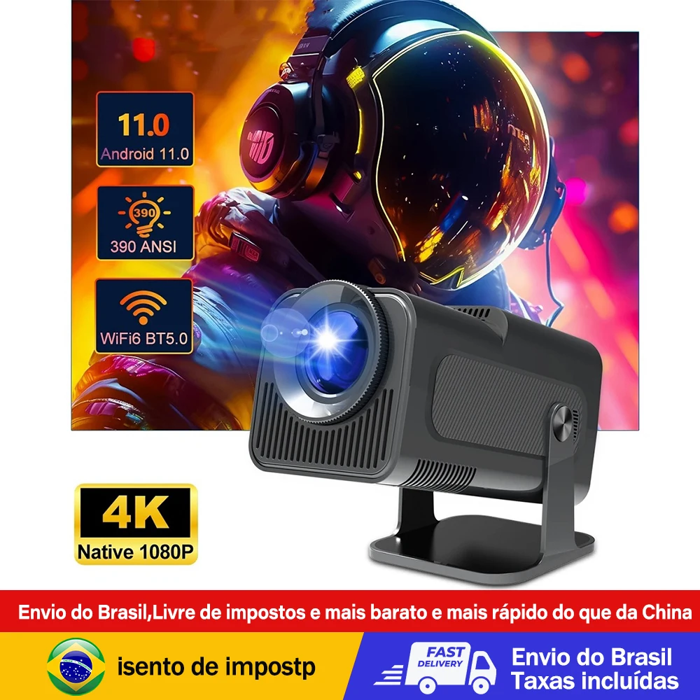 Projector 4K Smart 1080P HY320 Beam Mini Proyector 390ANSI Dual Wifi6 BT5.0 Cinema Outdoor Portable Projetor Upgrated HY300Pro