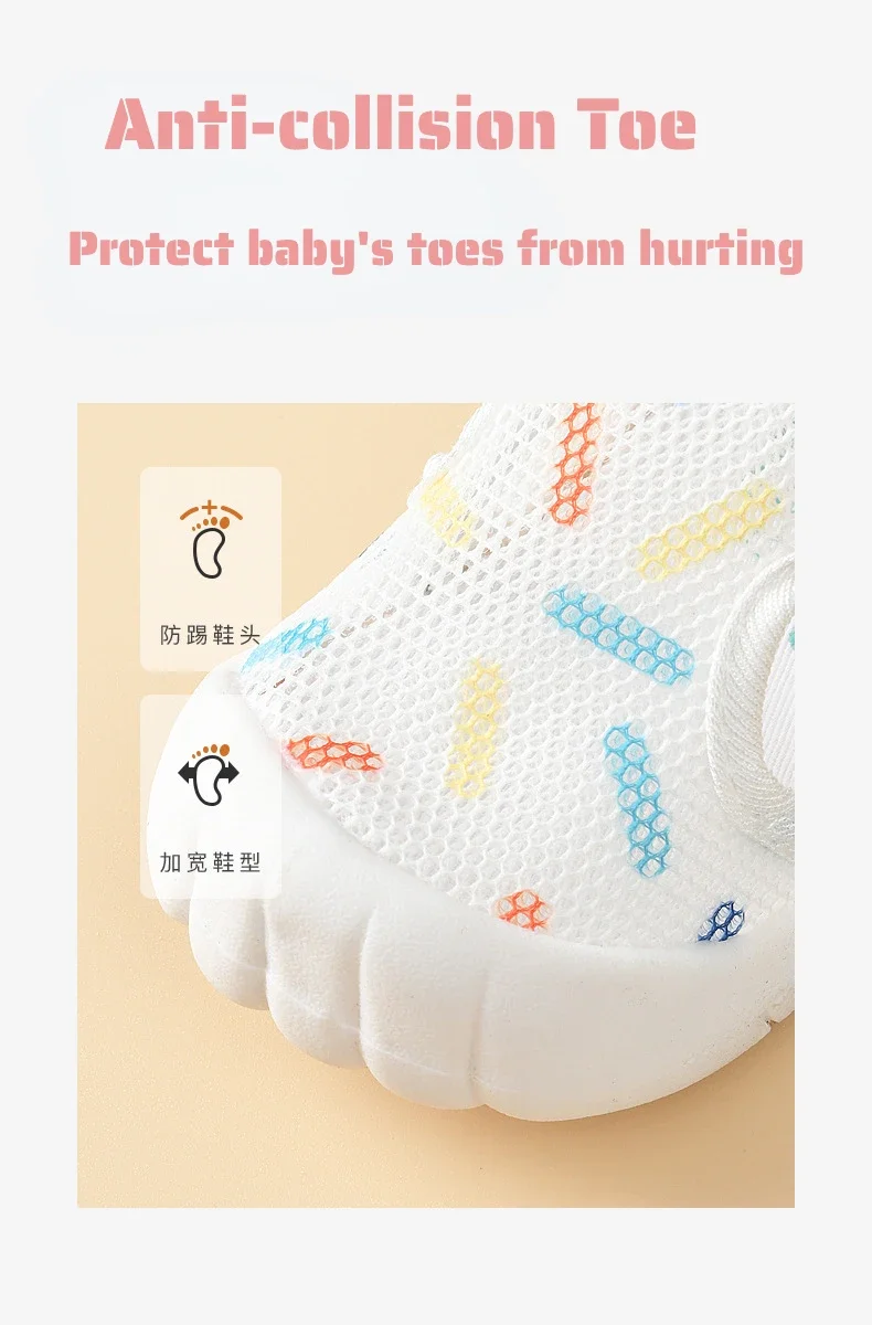 Neue Kleinkind-Babysandalen, atmungsaktives Luftnetz, niedliche Schuhe, 1–4 Jahre, rutschfeste, weiche Sohle, Lauflernschuhe für Kleinkinder, leicht, für den Sommer – Detail 8